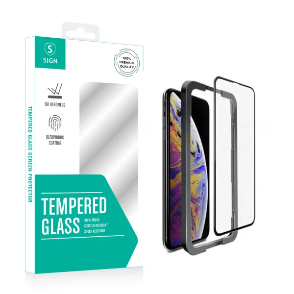 SiGN Heltäckande Skärmskydd i Härdat Glas för iPhone 14 Pro Max + Monteringsram