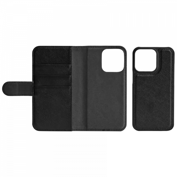 iPhone 12/12 Pro PU wallet, detach, 3 cards, Black - Bild 4