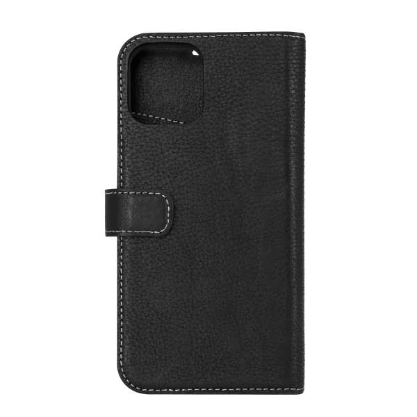 iPhone 12/12 Pro, Leather wallet,detachable, black